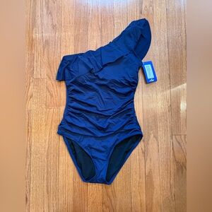 Elegant Blue One-Shoulder Swimsuit